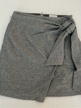 Aritzia Gray Wrap Mini Skirt with Knot Detail